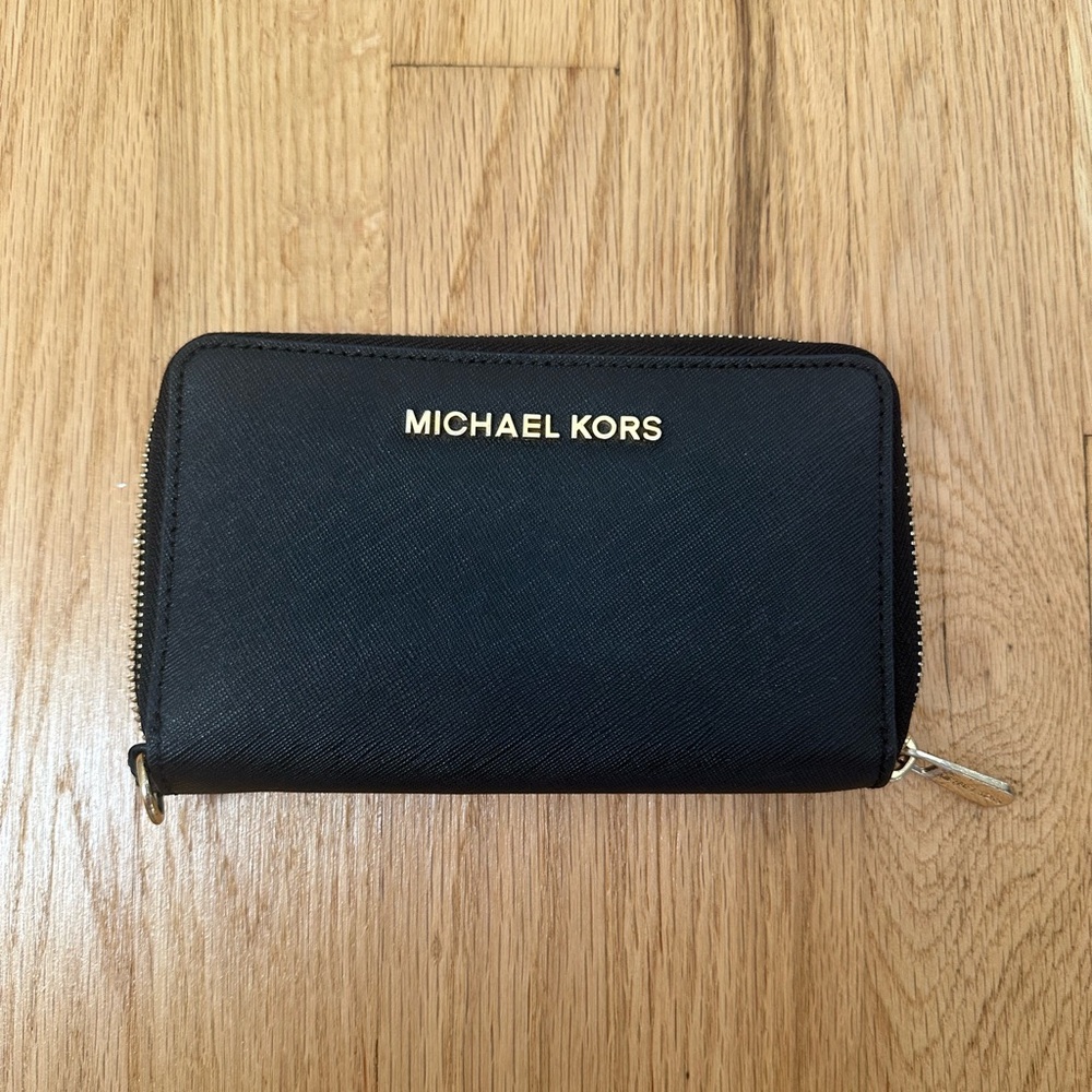 Michael Kors Black Wallet with Gold Accents